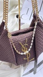 کیف دستی دوشی فانتزی زنانه ایو سن لورن خطی براون | 965 - Image 4