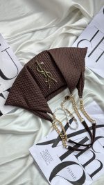 کیف دستی دوشی فانتزی زنانه ایو سن لورن خطی براون | 965 - Image 3