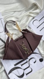 کیف دستی دوشی فانتزی زنانه ایو سن لورن خطی براون | 965