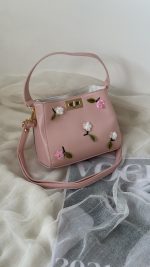 کیف دستی دوشی گل گلی لیمویی | 847 - Image 8