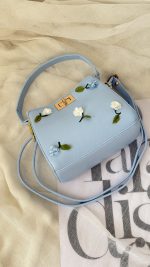 کیف دستی دوشی گل گلی لیمویی | 847 - Image 6